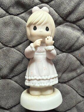 Vintage Girl with Ring Ceramic Figurine